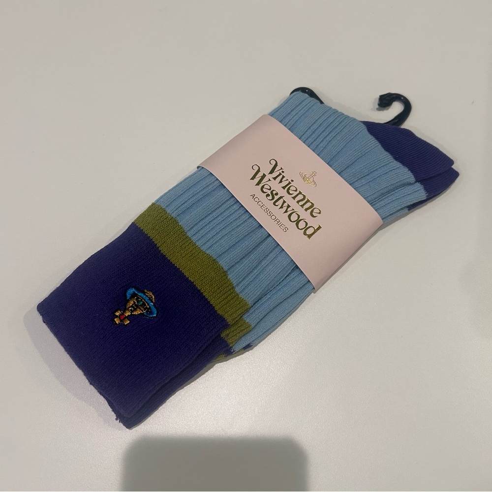 Vivienne Westwood Light Blue and Purple Socks - Picture 1 of 4